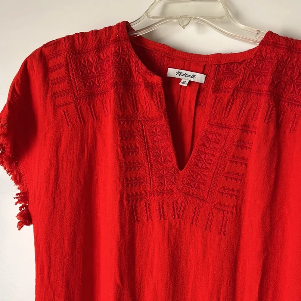 MADEWELL ♥️ Red Linen Viscose Tunic Dress Sz XS - Picture 3 of 9